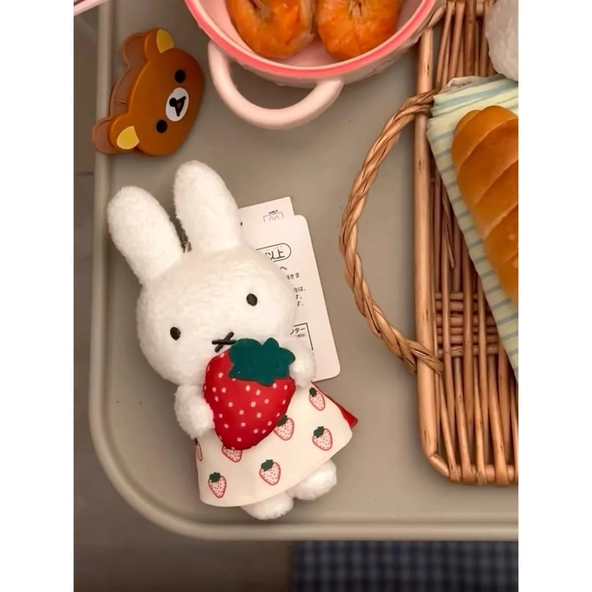 Japanese cute miffy hand holding strawberry Miffy doll pendant surrounding pendant cute Japanese cute miffy hand holding strawberry Miffy doll pendant surrounding pendant cute